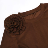 Short Sleeve Solid Color Tops Two Piece Skirt Set CYA-901847