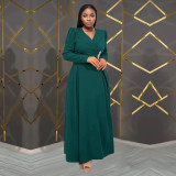 Solid Color Long Sleeve Maxi Dress BY-7411