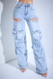 Hollow Out Hot Drill Fashion Jeans YUMT-YMT402