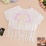Print Short Sleeve Tassel T Shirts GNZD-7710TG