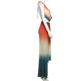 Color Blocked Mesh Printed 2 Piece Set GSLF-K25S69720