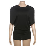 Solid Color Short Sleeve Backless Casual Dress GSLF-K25D71255