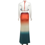 Color Blocked Mesh Printed 2 Piece Set GSLF-K25S69720