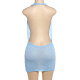 V Neck Backless Knits Mini Dress GSLF-W24D65866