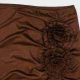 Short Sleeve Solid Color Tops Two Piece Skirt Set CYA-901847