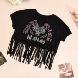 Print Short Sleeve Tassel T Shirts GNZD-7710TG