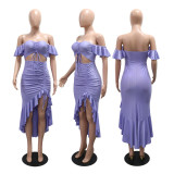 One-Shoulder Irregular Ruffle Long Dress CYA-901905
