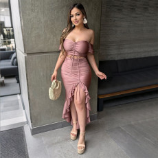 One-Shoulder Irregular Ruffle Long Dress CYA-901905