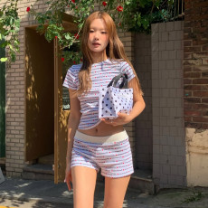 Letter Print Short Sleeve Two Piece Shorts Set GLRF-MES38005