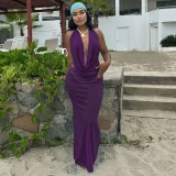 Deep V Stacked Neck Sexy Long Skirt 3 Piece Set GSLF-K25S69717