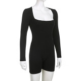 Long Sleeve Square Neck Sport Romper GLRF-LR28791