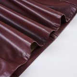 Hollow Out Single Shoulder PU Leather Mini Dress GLRF-WFD38583