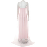 Solid Color Tube Top Patchwork Maxi Dress GSZM-Q25DS188