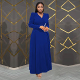Solid Color Long Sleeve Maxi Dress BY-7411