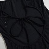 Solid Color Hot Drill Sling Maxi Dress GNZD-041714DBG