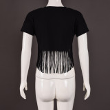 Print Short Sleeve Tassel T Shirts GNZD-7710TG
