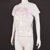 Print Short Sleeve Tassel T Shirts GNZD-7710TG