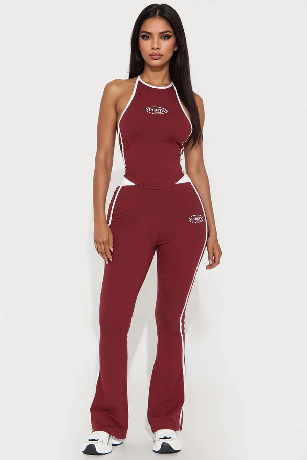 Print Sleeveless Sport Two Piece Pants Set GMJL-XX690