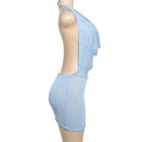 V Neck Backless Knits Mini Dress GSLF-W24D65866