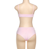 Love Hole Suspender Vest Shorts 2 Piece Set GSLF-K25S63798