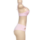 Love Hole Suspender Vest Shorts 2 Piece Set GSLF-K25S63798