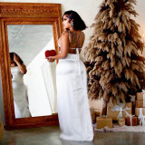 Sexy Backless Feather Edge Maxi Dress CYA-901845