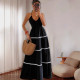 Halterneck Sling Patchwork Maxi Dress ZDF-33111