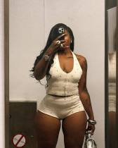 Sleeveless Hot Drill Two Piece Shorts Set QXTF-83043