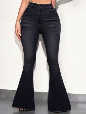 Fashion Solid Color Micro Flare Jeans GXJF-248007