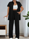 Solid Color Short Sleeve Shirt Pants Suit ZDF-33110