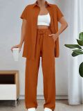Solid Color Short Sleeve Shirt Pants Suit ZDF-33110