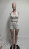 Sleeveless Hot Drill Two Piece Shorts Set QXTF-83043