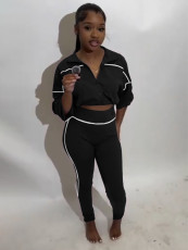 Long Sleeve Patchwork Tight Two Piece Pants Set CH-25033