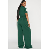 Sport Zipper Tops Wide Leg Pants Loose Suit ASL-6795