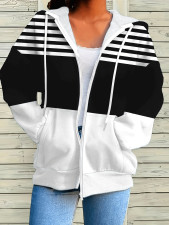 Stripe Contrast Color Zipper Hoodies GCNF-5017