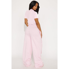 Sport Zipper Tops Wide Leg Pants Loose Suit ASL-6795