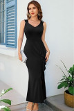 Sleeveless Solid Color Split Fishtail Evening Dress XHXF-462