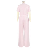 Sport Zipper Tops Wide Leg Pants Loose Suit ASL-6795