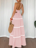 Halterneck Sling Patchwork Maxi Dress ZDF-33111
