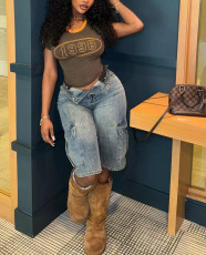Fashion Loose Denim Milti-pockets Shorts HMS-5591