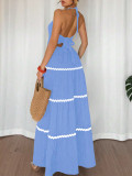 Halterneck Sling Patchwork Maxi Dress ZDF-33111