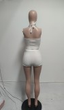 Sleeveless Hot Drill Two Piece Shorts Set QXTF-83043