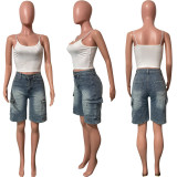Fashion Loose Denim Milti-pockets Shorts HMS-5591