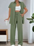 Solid Color Short Sleeve Shirt Pants Suit ZDF-33110