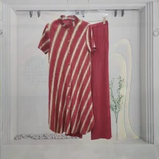 Stripe Short Sleeve Loose Two Piece Pants Set GZRF-KH-0082