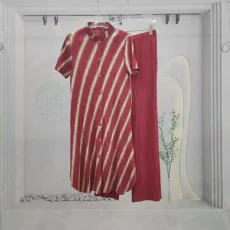 Stripe Short Sleeve Loose Two Piece Pants Set GZRF-KH-0082
