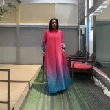 Bubble Sleeve Gradient Color Loose Long Dress GZRF-KH-0080