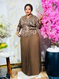 Long Sleeve Print Pleated Maxi Dress GZRF-A227