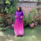Bubble Sleeve Gradient Color Loose Long Dress GZRF-KH-0080