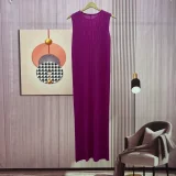 Sleeveless Press Pleated Slim Maxi Dress GZRF-KH-0059